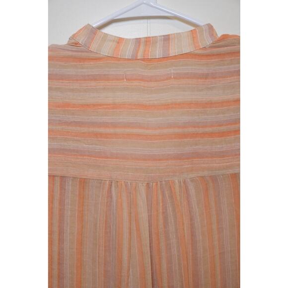 Christy Dawn Riley Maxi Coverup Dress In Salmon Stripe XS Bohemian Beach Gauze - Picture 12 of 16
